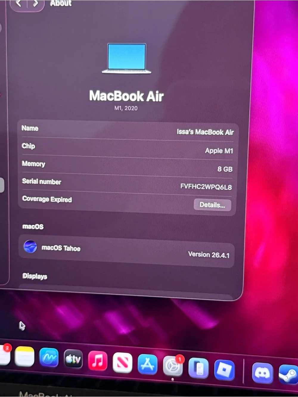 MacBook Air M1, 2020 13.3inch